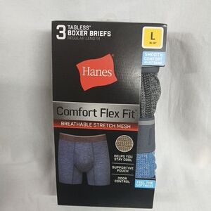 Hanes Underwear Mens Large Boxer Briefs Long Leg Comfort Flex Fit 3 Pairs